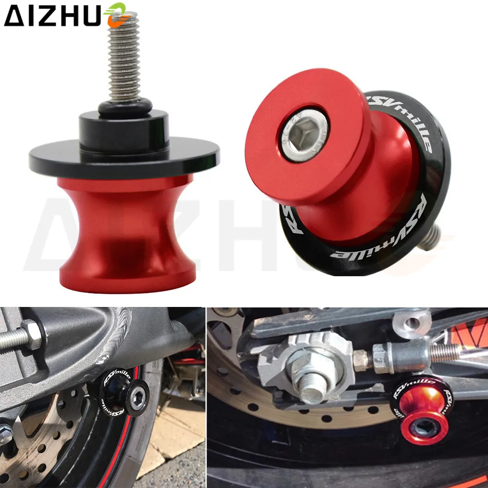 For Aprilia RSV MILLE Motorcycle Swingarm Slider Spool 6mm Motorbike CNC Aluminum Accessory With RSV MILLE LOGO  Stand Screw