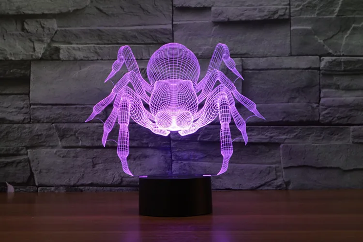 Мультфильм монстр паук 3D лампа Декор креативный ночник 7 цветов Chaning cool лампа Атмосфера свет как украшение дома