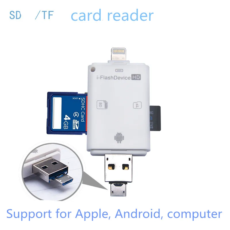 2017 USB 3in1 TF SD M2MS External Memory Card Reader For iPhone 6s Plus