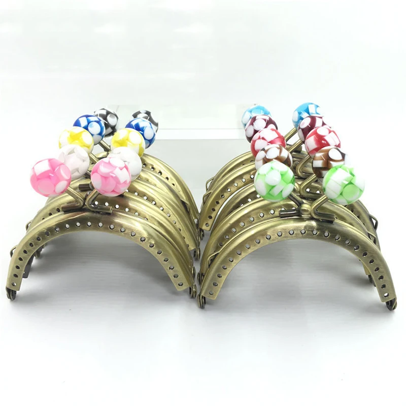 

8.5cm colorful ball kiss buckle women DIY coin bag making metal clasp smooth surface purse frame 10pcs/lot