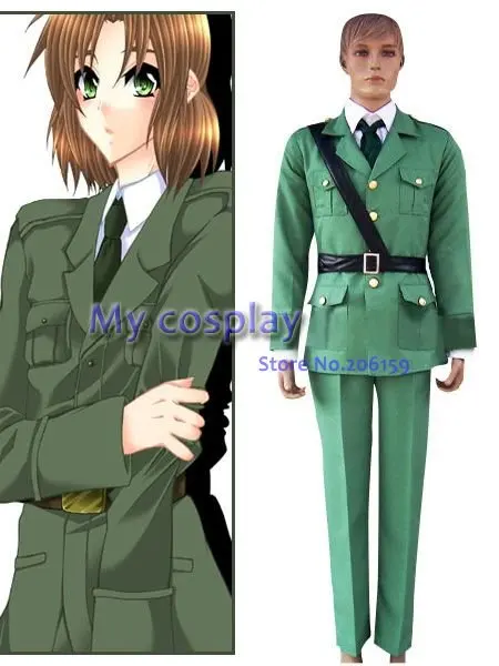 

Green High quality Hetalia Axis Powers Lithuania Cosplay Green Uniform Costume Men Uniform Suit Army Costume For Halloween