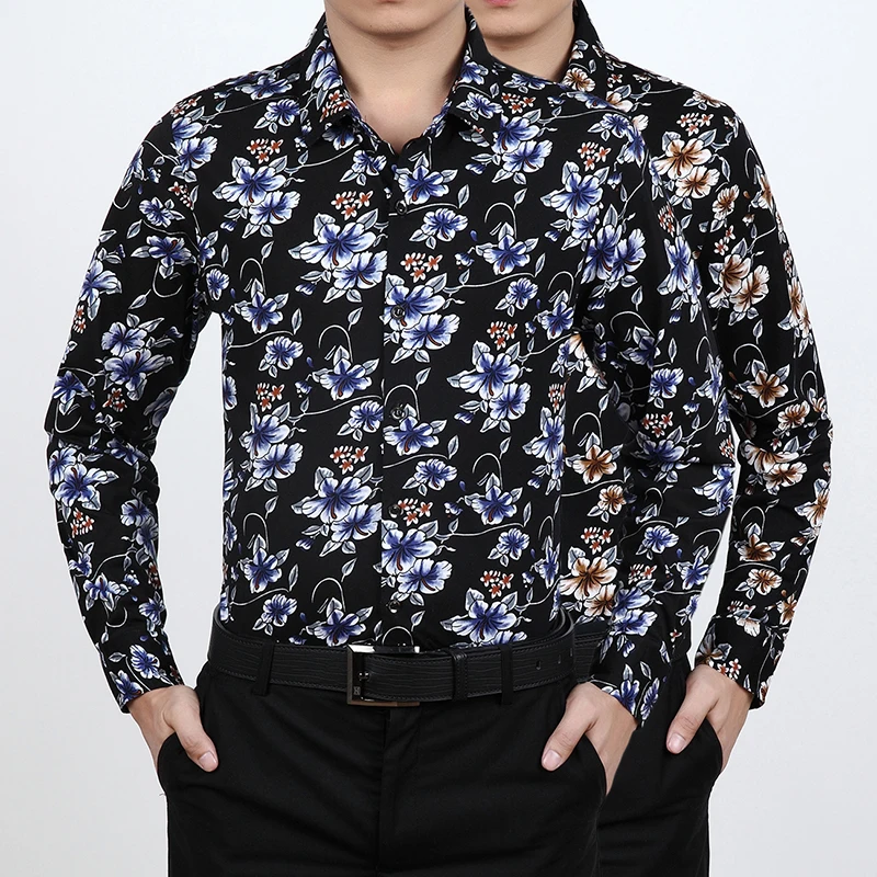 New Arrival 2016 Autumn Mens long sleeve floral pattern casual shirts ...