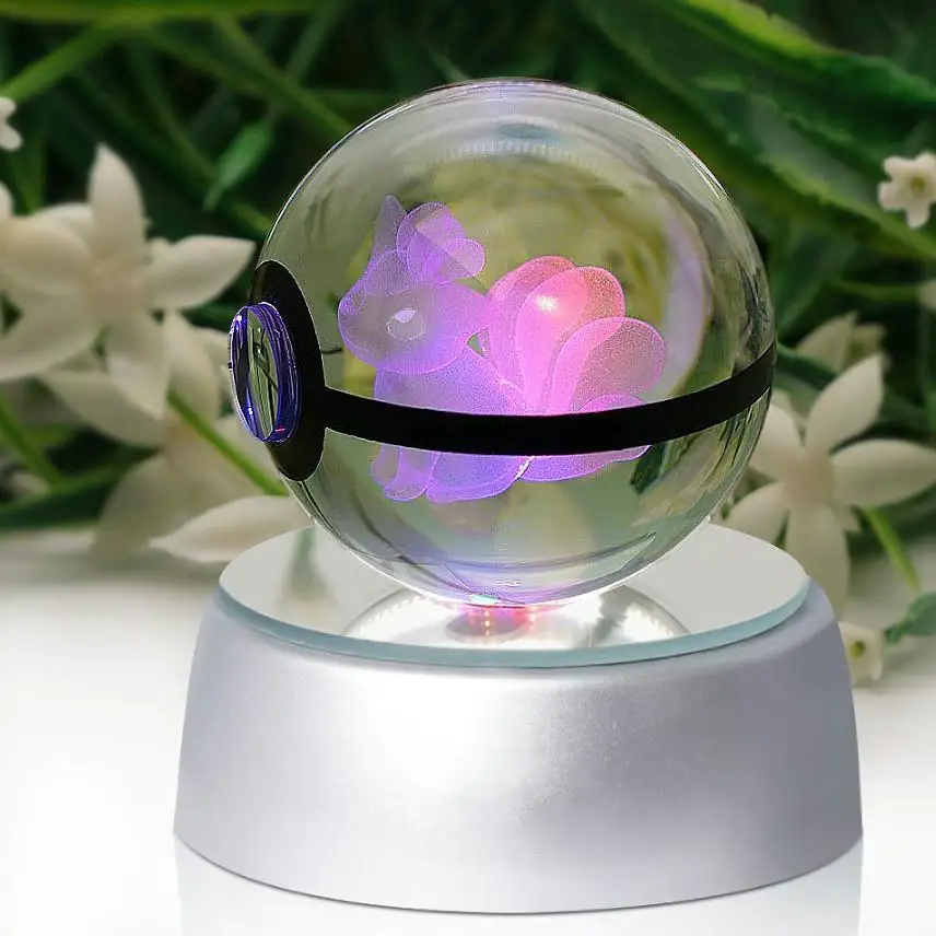 Crystal Pokemon Vulpix 3D LED Decor Night Light Table Lamp Best Gift Pokeball
