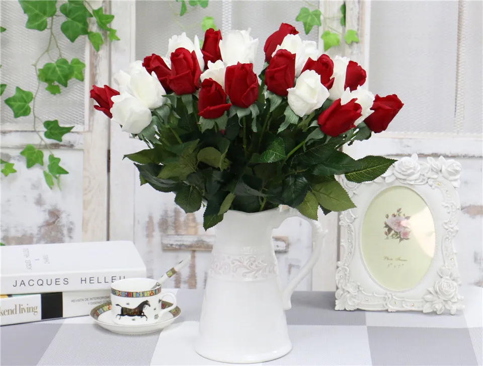 15 шт./лот, искусственный цветок, настоящее прикосновение, увлажняющая Роза, украшение для дома, искусственный цветок для свадьбы, букет невесты, подарок на день Святого Валентина