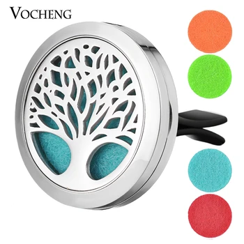 

10pcs/lot Car Air Freshener Tree Essential Oil Diffuser Locket Clip Stainless Steel Pendant Magnetic without Oil Pads VA-505*10