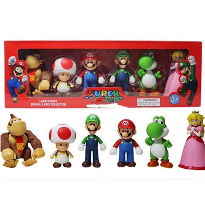 6 pcs DONKEY KONG Super Mario Bros Bowser Luigi Koopa Mario Toad Peach Princess Odyssey PVC Action Figure Model Dolls Toys 6 pcs DONKEY KONG Super Mario Bros Bowser Luigi Koopa Mario Toad Peach Princess Odyssey PVC Action Figure Model Dolls Toys