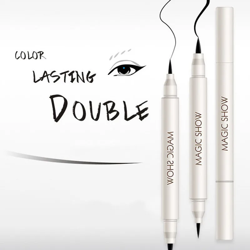 Eyeliner waterproof double eyeliner pen is not blooming anti-sweat beginner hard eyeliner liquid eye