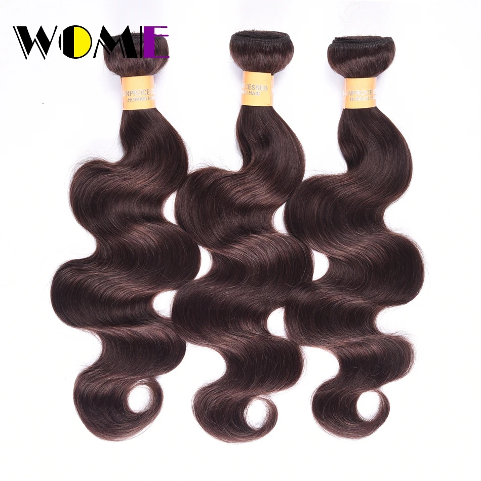 WOME HAIR Pre -colored Malaysian 4 Bundles With Closure 2# Color Non Remy Body Wave Bundles With Closure Hair 4*4 Free Part WOME HAIR Pre -colored Malaysian 4 Bundles With Closure 2# Color Non Remy Body Wave Bundles With Closure Hair 4*4 Free Part