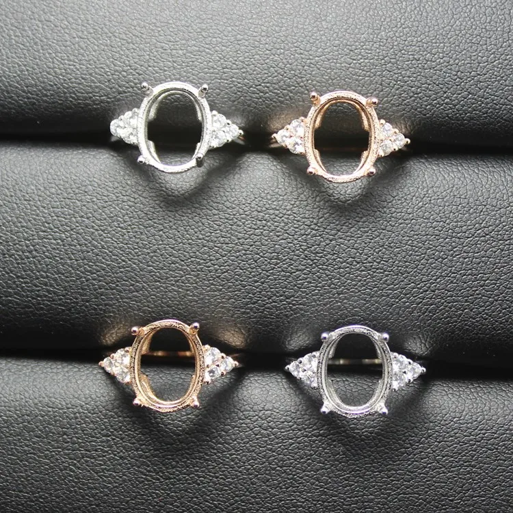 Ангел стиль овальной формы кольца основа S925 Серебряное кольцо база хвостовик зубец установка камень инкрустированные ювелирные изделия DIY для женщин хороший