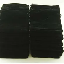 100 шт черные бархатные ювелирные подарочные мешочки с затяжкой 10x13 см