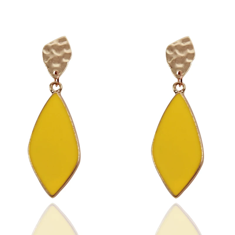 

Summer Trendy Earrings Bright Yellow Color Geometry Pendant Dangles Hanging Earring For Women Lady Bohemia Beach Earings Jewelry