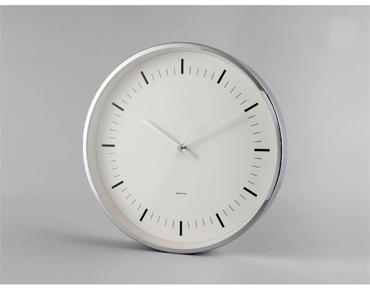 Новое поступление 12 дюймов металлические настенные часы бесшумные не тикающие Современные Кварцевые часы для гостиной офисная мода украшение дома - Цвет: Silver