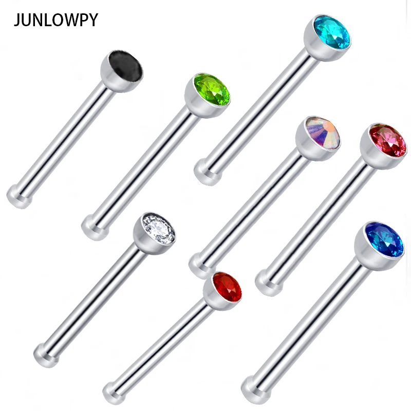 Buy JUNLOWPY Fashion Single Gem Straight Nose Ring Mix