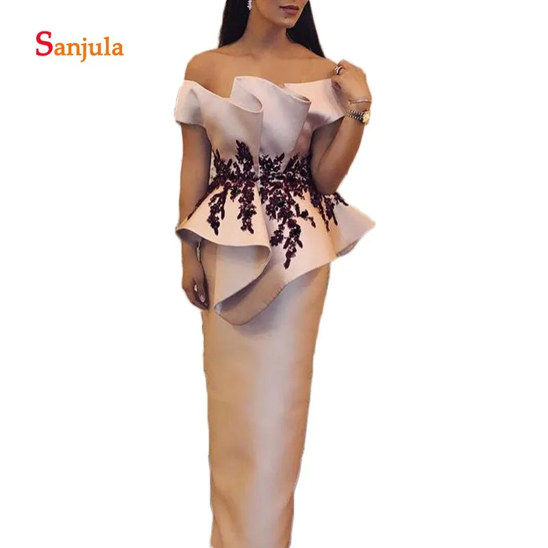 

Middle East African Women Formal Evening Dresses 2019 Newly Strapless Black Appliqeus Elegant Evening Gowns abiti da sera D750