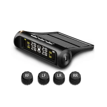 

HD Digital LCD Display Solar Car TPMS Tire Pressure Monitoring System Auto Alarm Tool Wireless 4 External Sensor