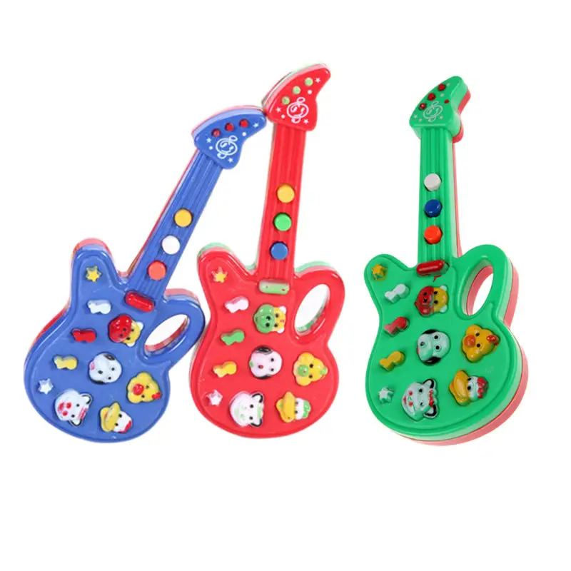 Mini Plastic Baby Toy Guitar Cartoon Bear Dog Animal Electronic Guitar Rhyme Developmental Music