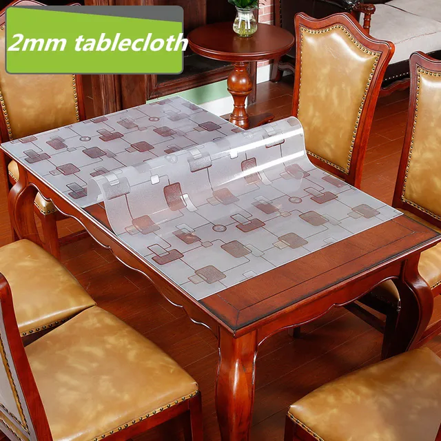 Us 47 06 31 Off Europe Geometric Waterproof Pvc Soft Glass Tablecloth 2mm Thickness Anti Oil Coffee Table Mat Round Dining Cover Pad In
