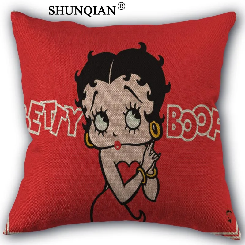 Изготовленная на заказ Наволочка Betty Boop из хлопка, изготовление на заказ наволочка под заказ 45x45 см с одной стороны