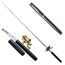 New Mini Portable Pocket Fish Pen Aluminum Alloy Fishing Rod Reel Combos Lightweight Ice Fishing Rods