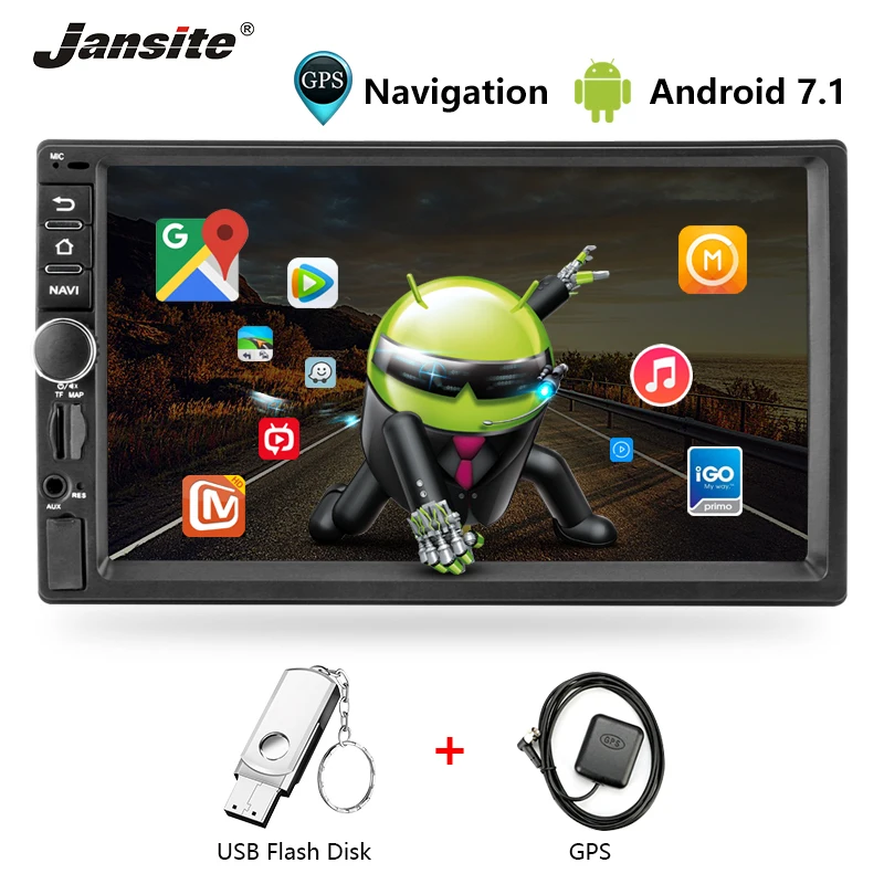 

Jansite 7" 2 Din Car Radio Android 8.1 Universal Size Touch Screen Player GPS Built-in Navigation Bluetooth Radio Car Stereo