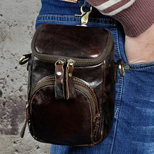 Мужская сумка из натуральной кожи для сотового/мобильного телефона сумка с крючком Crazy Horse воловья Сумка-почтальонка Милая поясные сумки