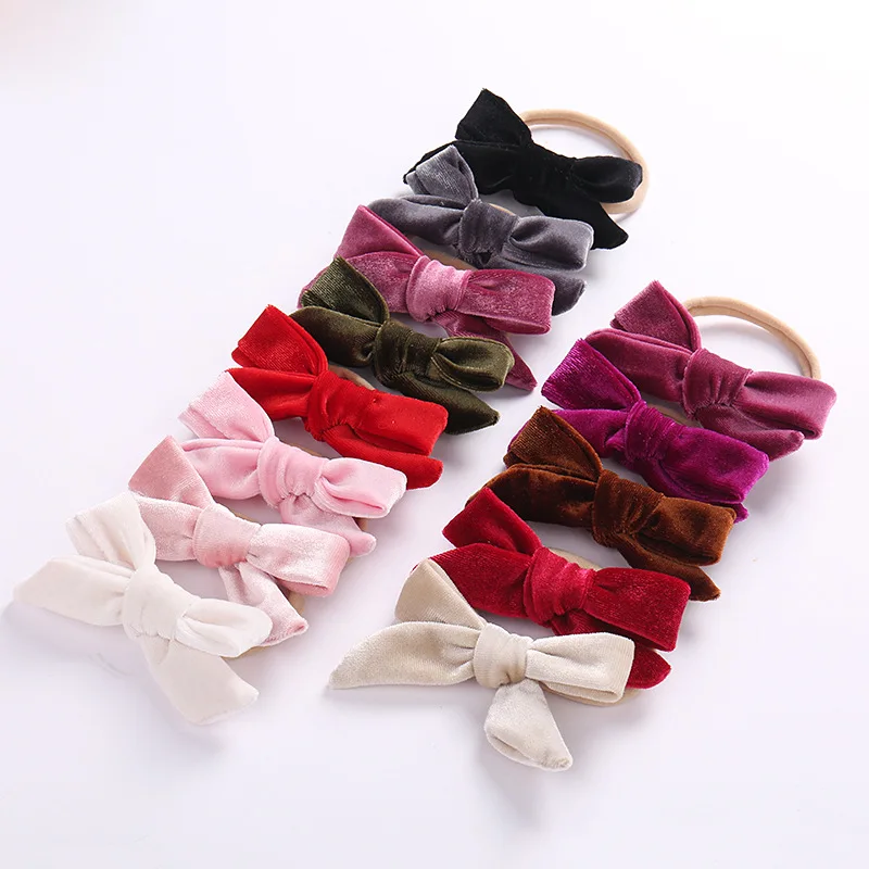 36pc/lot Wholesale Girls Velvet Hair Bow With Nylon Headband ,kids girls gift Christmas hair accessories