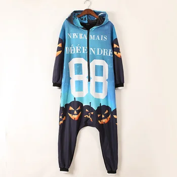 

Womens jumpsuit thick Loose Harajuku Print Halloween Bodysuit women fashion jumpsuits street Rompers Zipper Hoodies