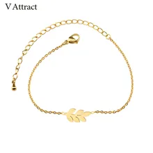V привлечь 10 шт. регулируемый цепь листьев браслет Уникальный водный падение браслеты Нержавеющая сталь Jewelry Femme Рождественский подарок