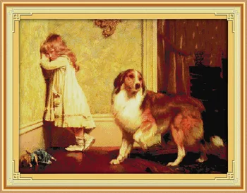 

Sheepdog childhood partners Printed Canvas DMC Counted Chinese Cross Stitch Kits printed Cross-stitch set Embroidery Needlework