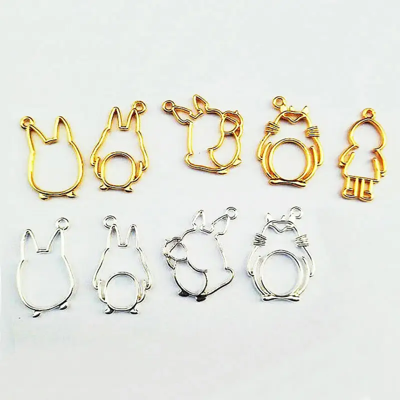 

5pcs Kawaii Cartoon Chinchilla Frame for UV Resin DIY Jewelry Making Cute Girl Open Bezel Pendant Handmade Key Charms Craft
