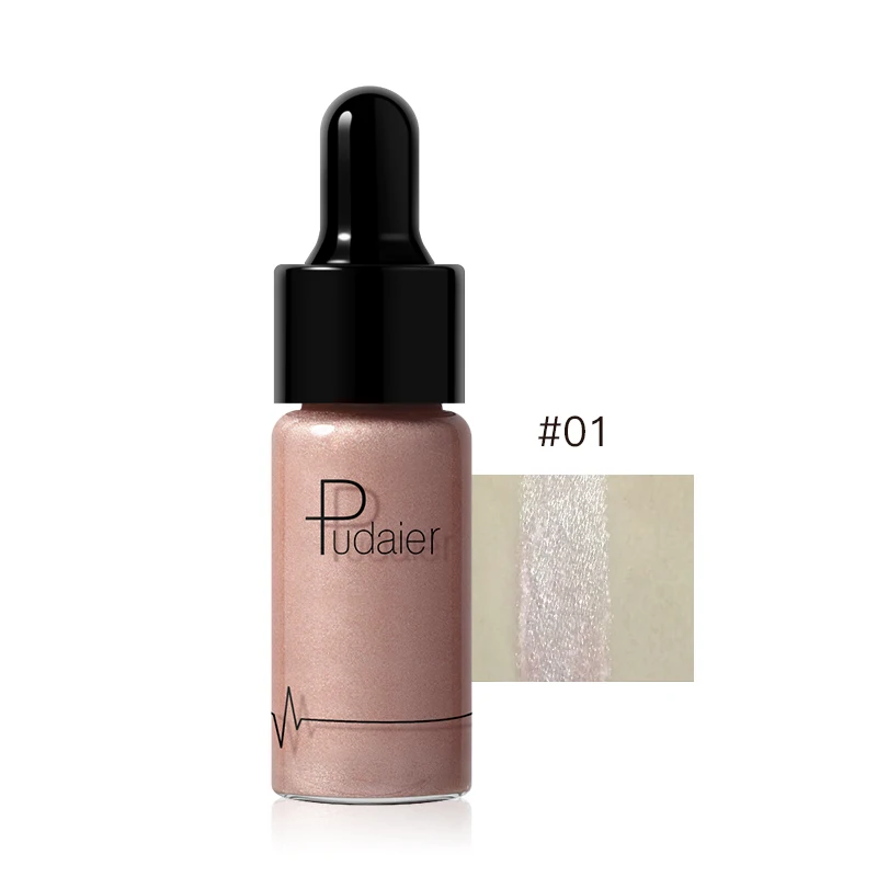 PUDAIER Liquid Highlighter 12 colors Make Up Cream Concealer Shimmer Shine Lips Face Bronzer Highliter Illuminate Glow Kit 12ml - Цвет: 01