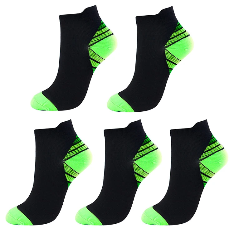 5 пар/лот компрессионные короткие носки для женщин и мужчин, чулки для велоспорта, варикозные носки для ног, Компрессионные спортивные нейлоновые носки для бега - Цвет: 5 Pairs green