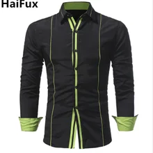 HaiFux бренд модная мужская рубашка Топы с длинными рукавами Классическая индивидуальная Отделка Мужские рубашки тонкие мужские рубашки XXXL