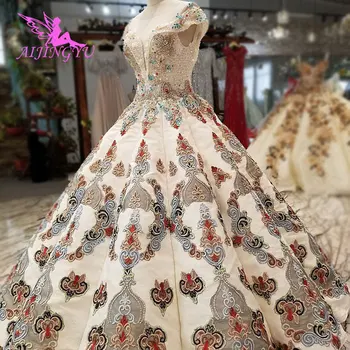 شراءAIJINGYU فستان زفاف طويل الأكمام المشاركة كم الثياب لوازم مخزن مع الأكمام خمر الدانتيل ثوب للبيع الزفاف الفاخرة
