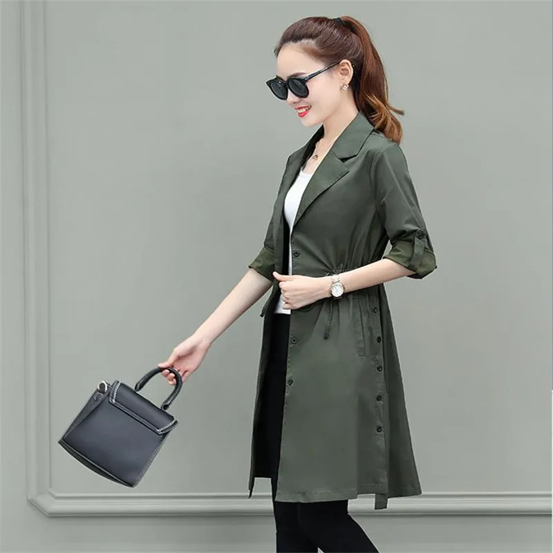 Manches À dark Taille Beige Hc083 Femmes Veste Bouton Pour Unique Coupe Décontracté Nouveau Vêtements Modèle khaki Longues Réglable vent 2019 Green De Mode zqvPCzRw