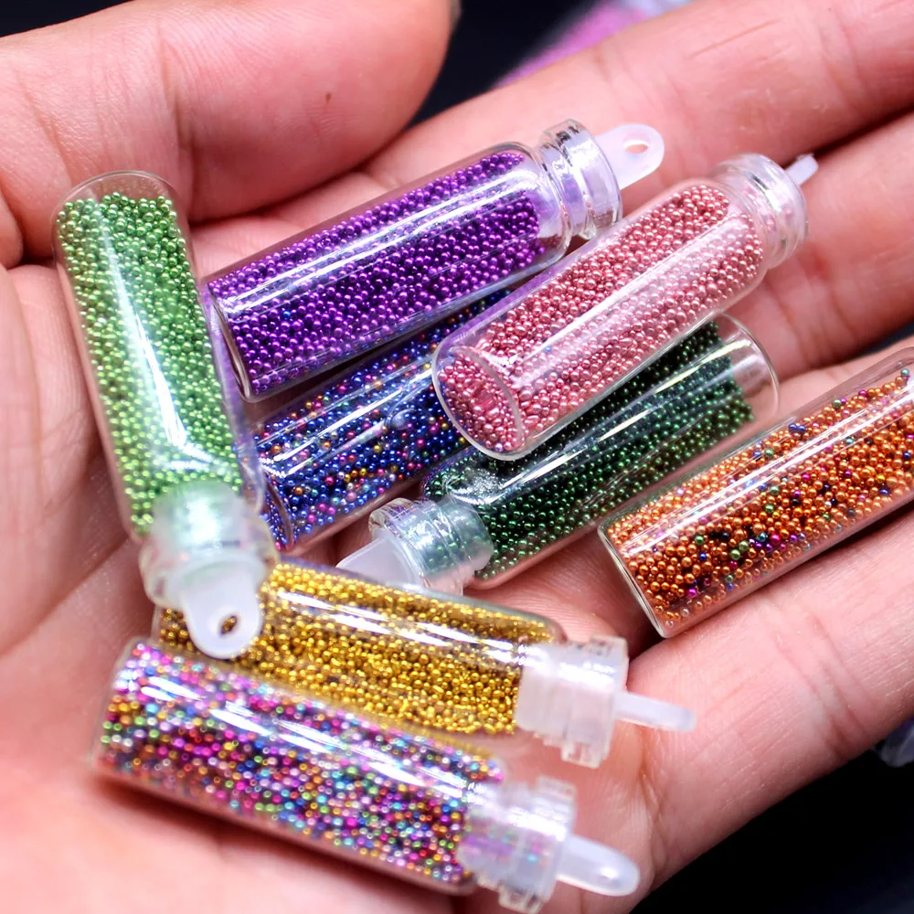 

1 Box Color Shining Round Shape Nail Glitter Powder Dust 3D Nail Art Decorations Nail Art Bottle Tip Stickers DIY Tools 2017