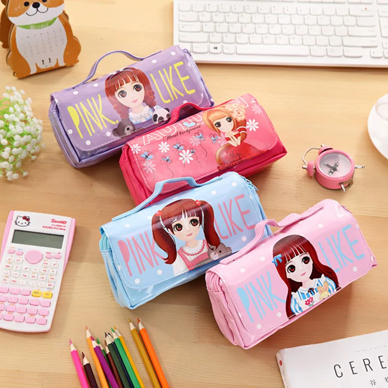 

Lovely Small Fresh Girl Pencil Case Cute Multi Layer Purpose High Capacity Pencil Bag Stationery Student
