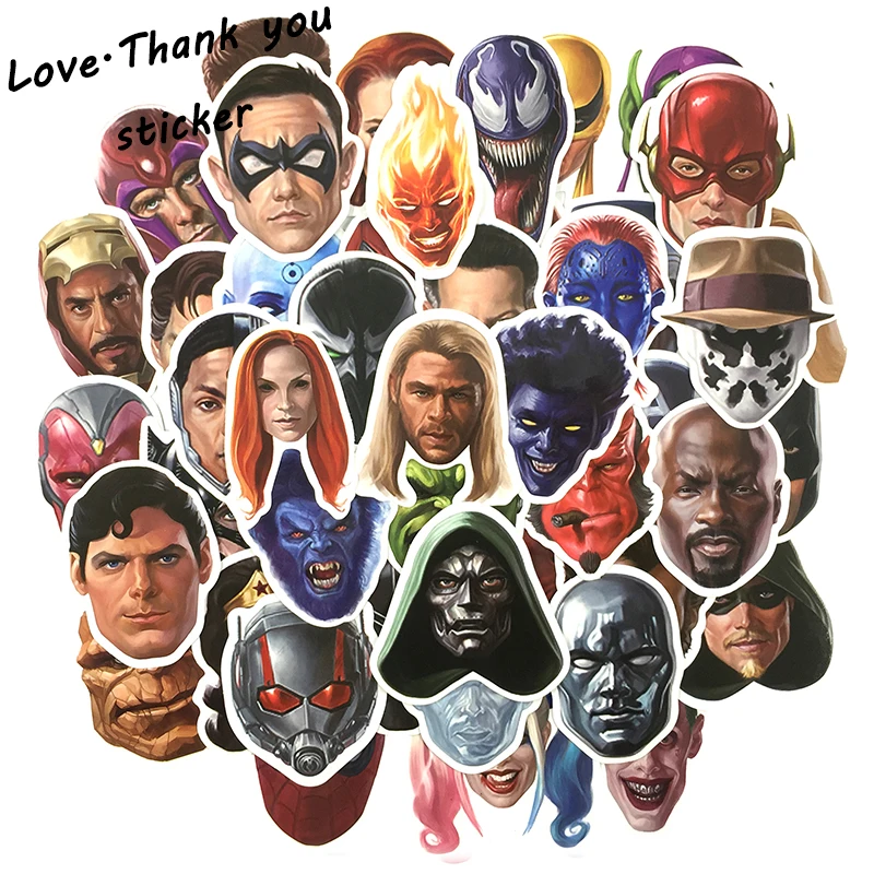 50 Pcs/Lot Marvel Anime Head Portrait Graffiti Stickers Personality Super Hero Sticker For Laptop Luggage Toy Sticker For Kids