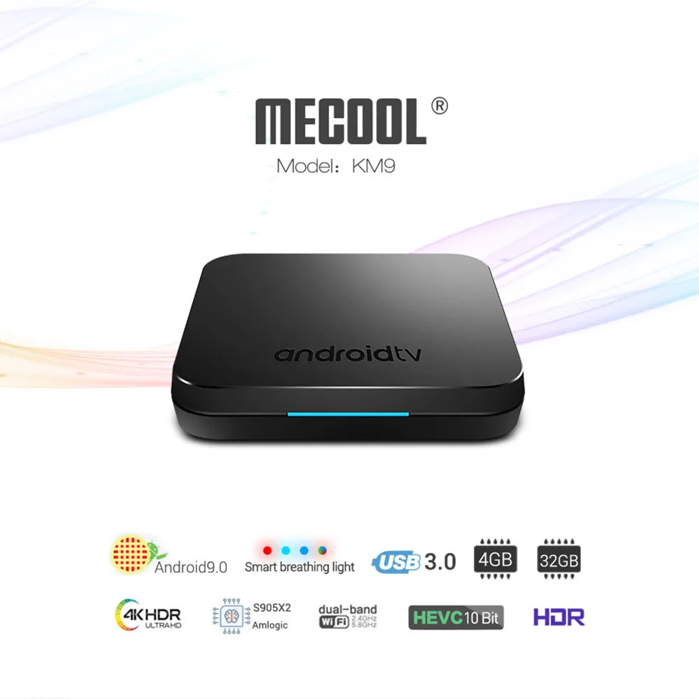 

MECOOL KM9 Smart TV Box Android 9.0 TV Box UHD 4K Media Playe Amlogic S905X2 Quad Core 4GB 64GB Bluetooth 4.1 2.4G/5G Dual WiFi