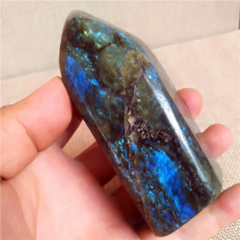 

(436g) 100% Natural Labradorite Crystal Rough Polished Madagascar
