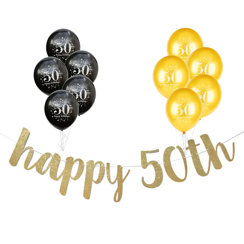 Блеск 30th 40th 50th 60th знаковые гирлянды ко дню рождения с воздушными шарами комплект счастливый декор для вечеринки в честь Дня Рождения взрослая развесель до 30 лет - Цвет: 50 banner kit D