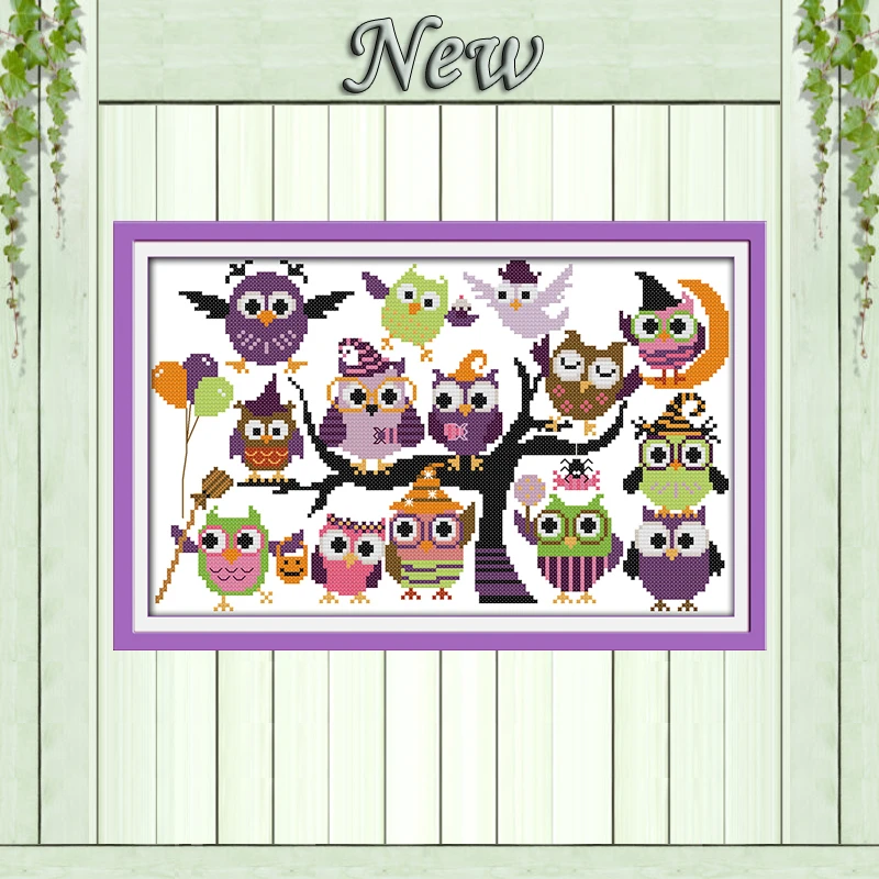 

Interesting Halloween owl paintings counted printed on canvas DMC 11CT 14CT Chinese Cross Stitch kits embroidery needlework Sets