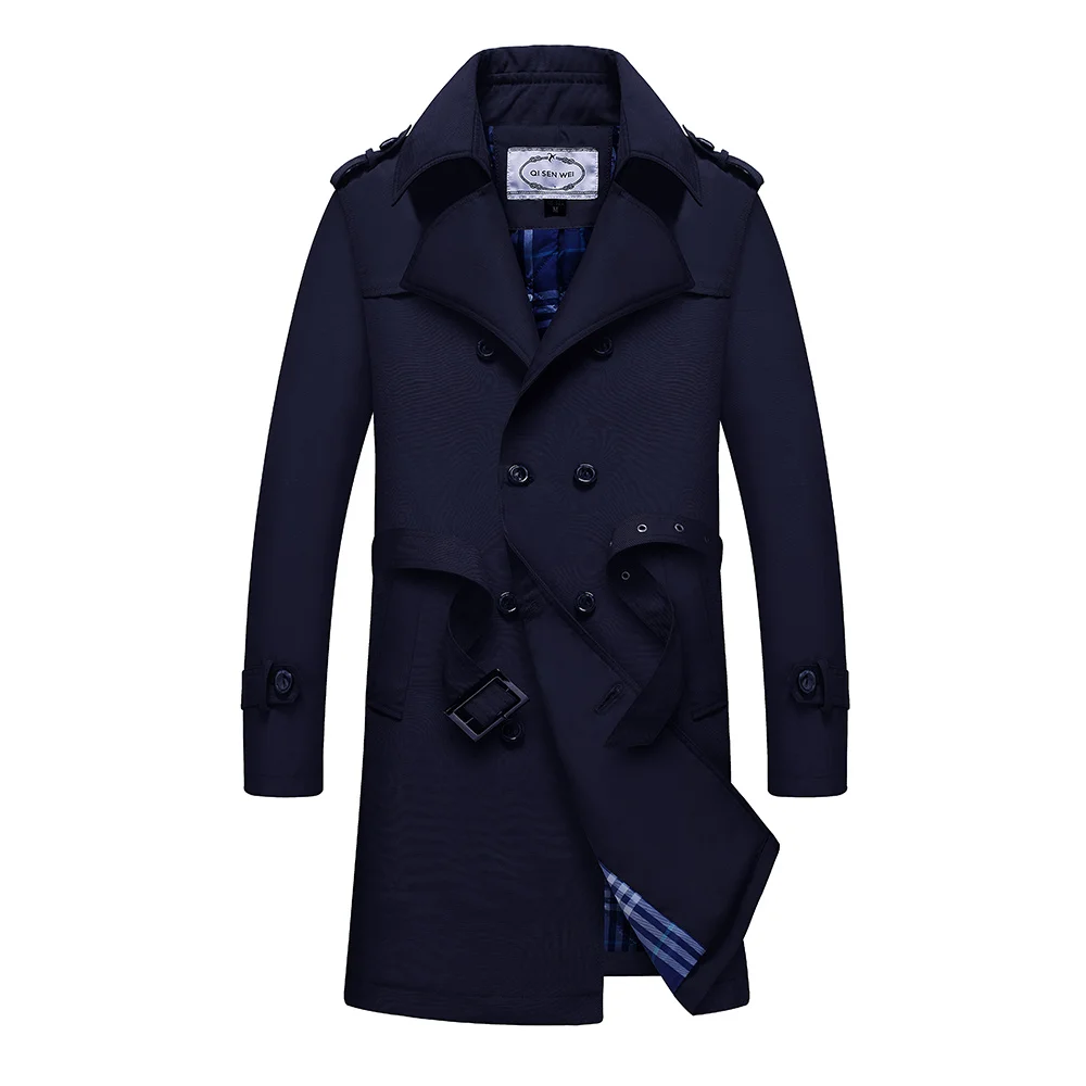 

TIEPUS 4XL Men's Parkas Long Trench Coats Spring Men Business jackets Male manteau homme mens slim overcoat Windbreaker men