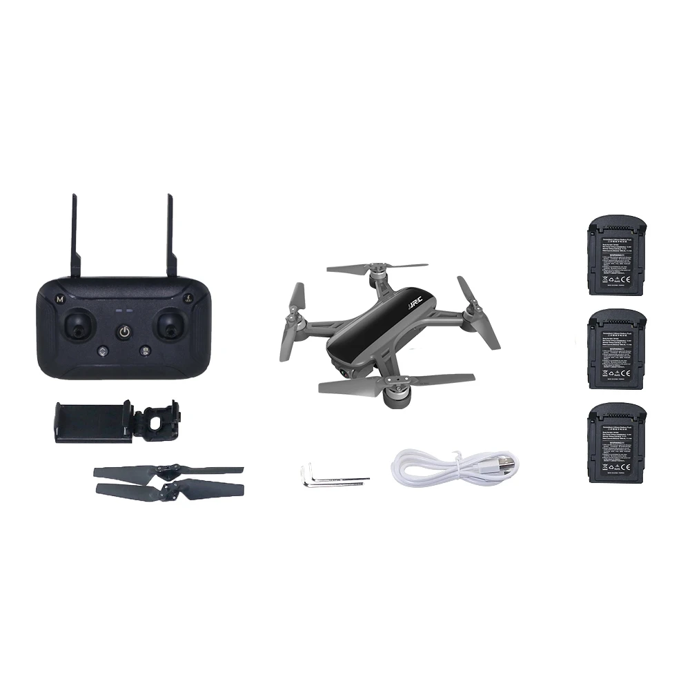 JJRC X9 5G 1080P WiFi FPV RC Drone GPS Brushless Gimbal Flow Positioning Altitude Hold Quadcopter Remote Control Helicopters - Color: Black 3 Batteries