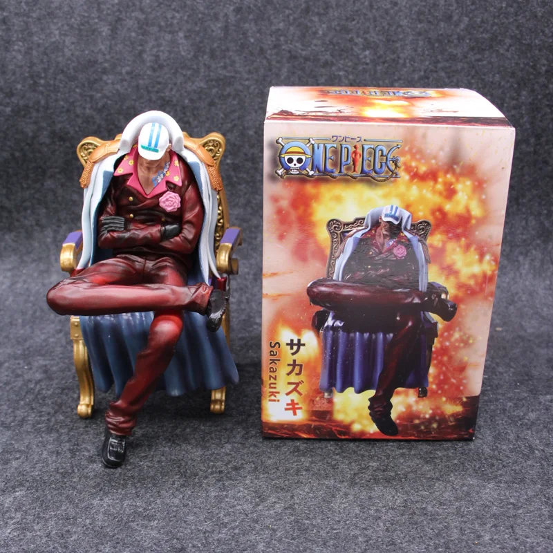 

16cm Anime ONE PIECE Senior General Action Figure Sakazuki Sitting Ver Chair Model Red Clothes Collection PVC 6.3'' Gift Doll
