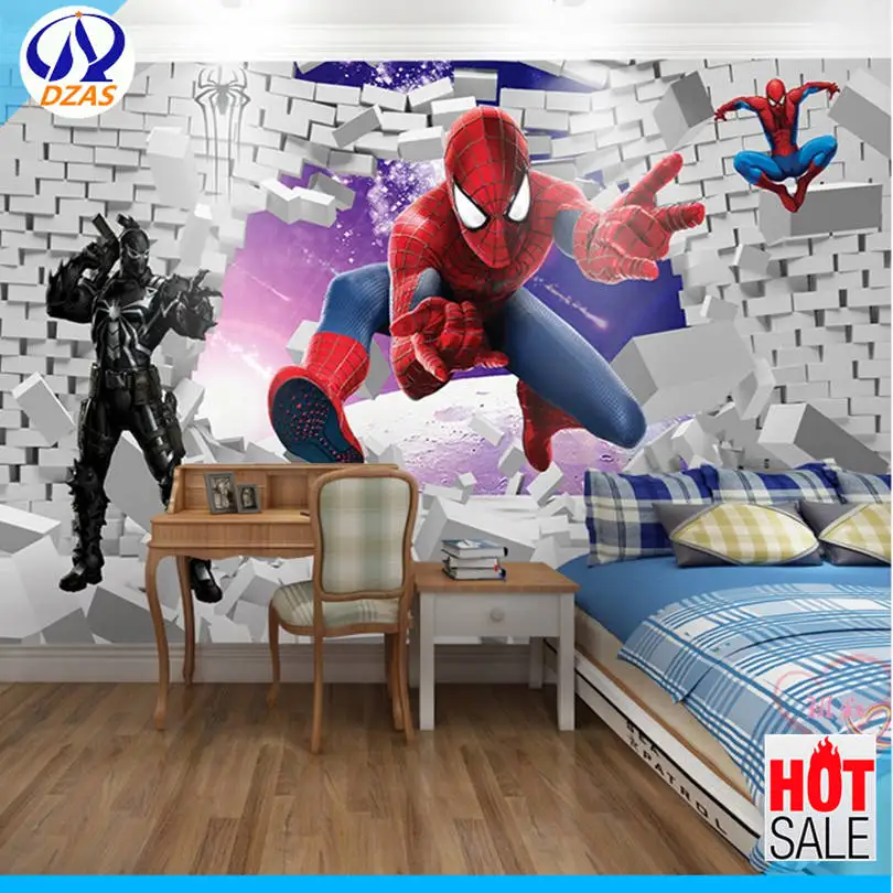 Us 12 5 Dzas 3d Spider Man Superman Wallpaper Bedroom Children S Room Paradise Room Wallpaper Avengers Character Mural In Wallpapers From Home