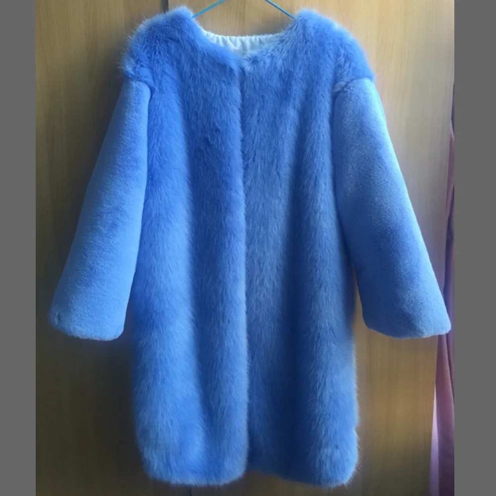 L'environnement Hiver Fausse Femmes Respectueux Pour Les Fourrure Chaud Survêtement Beige Dames Manteaux Automne Thernal Bleu Mode Veste Vestes Manteau Solide De vaqqFp
