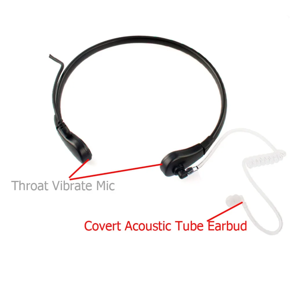 Throat Microphone Vibration Headset Mic PTT Headphone Earpiece for Two Way Radio Yaesu VX-3R VX-5R VX-210 FT50R FT60R Walkie Talkie (4)