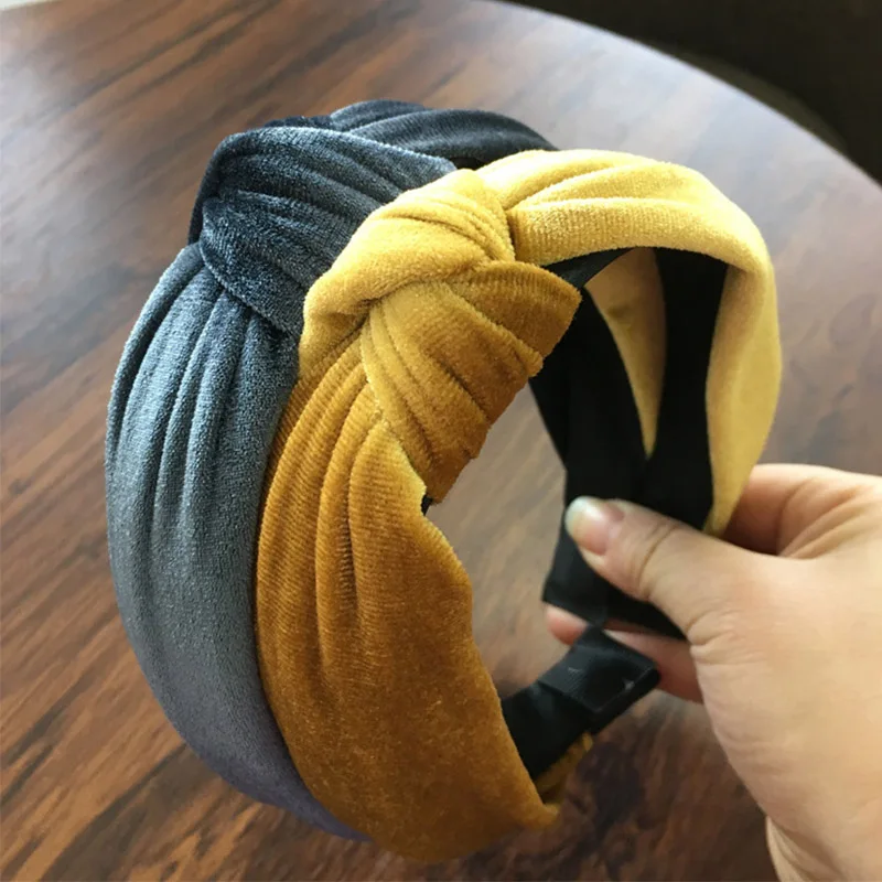 

2019 Winter Women Velvet Headband Lady Twist Knotted Hair Band Retro Bow Wide Hair Headwear Hair Accessories Fashion
