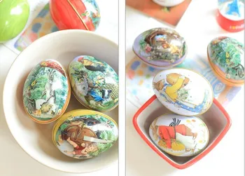 

New Arrival Wholesale 200PCS/LOT Zakka Mini Tin box Easter Egg shaped wedding favor candy box storage case